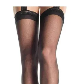 Leg Avenue Sheer Thigh High Stockings With Lace Garter Belt 2 Piece Black