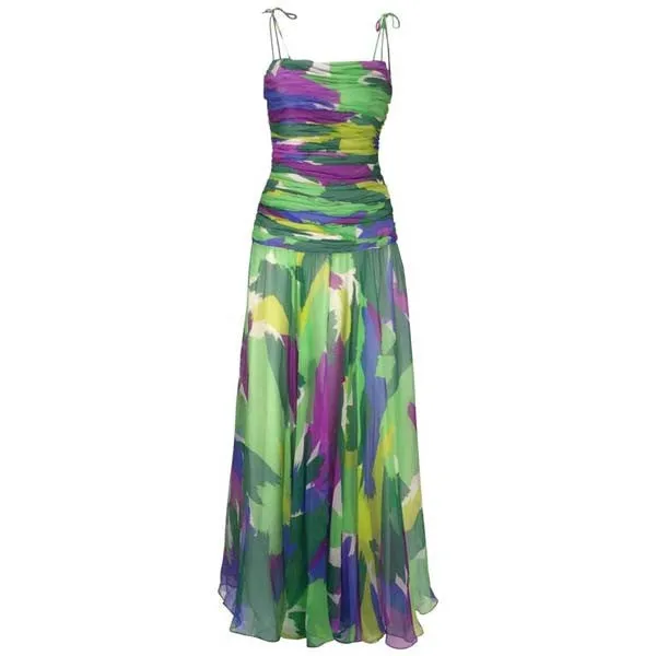 1990s Silk Abstract Evening Gown