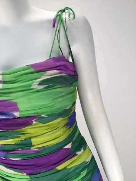 1990s Silk Abstract Evening Gown