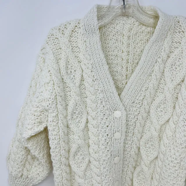 3-4 Y White Fisherman Style Cardigan