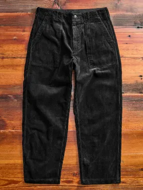 8W Cotton Corduroy Fatigue Pants in Black