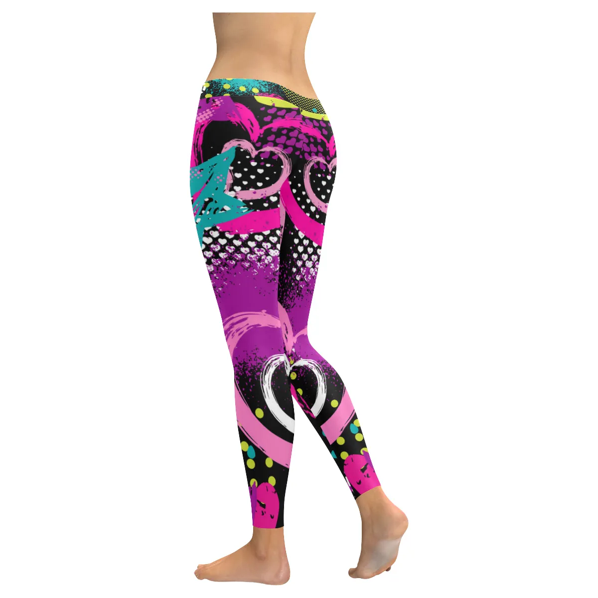 Abstract Heart Seamless Pattern Women's Low Rise Leggings (Invisible Stitch)