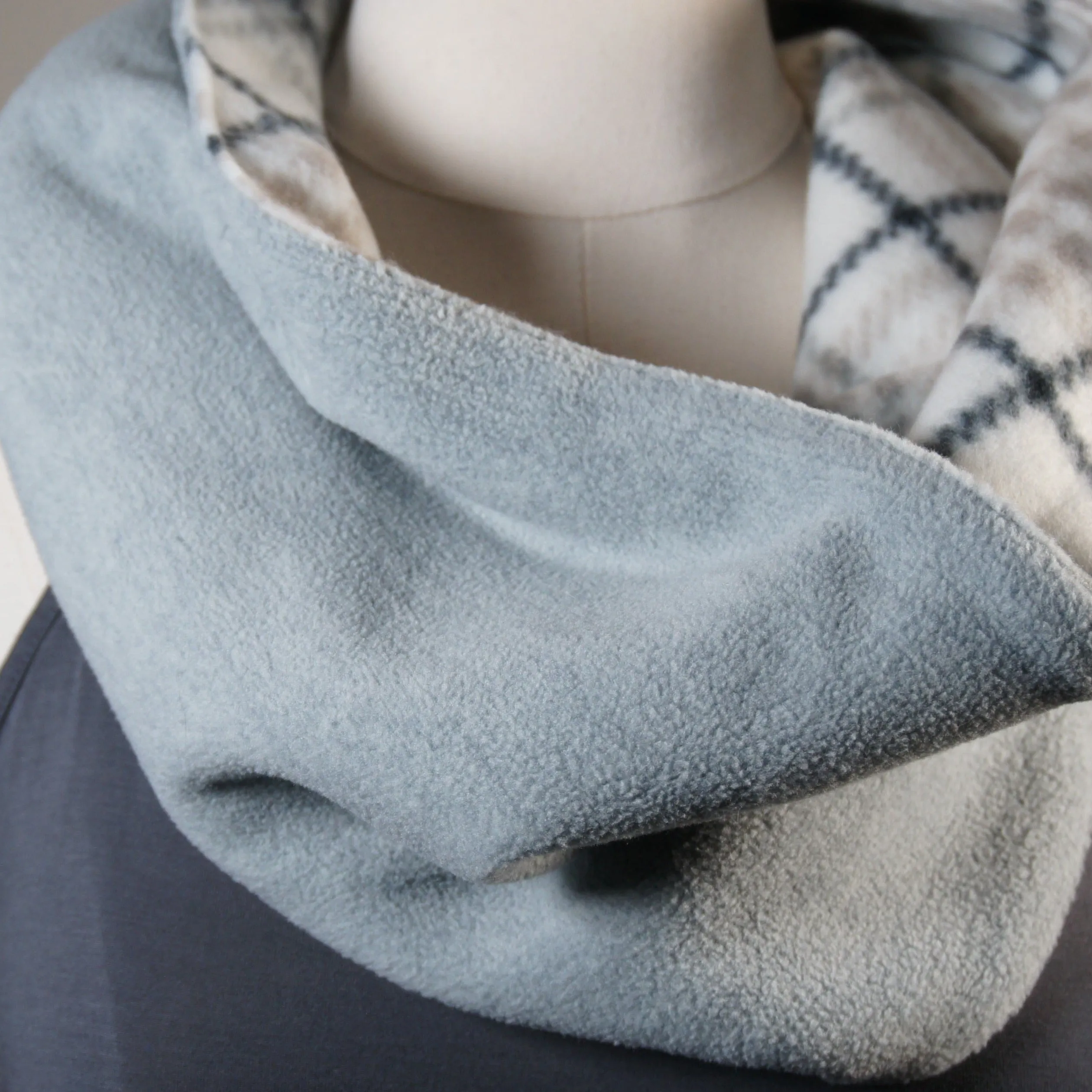 Accessories - Scarves - Cowl - Plaid and Gray