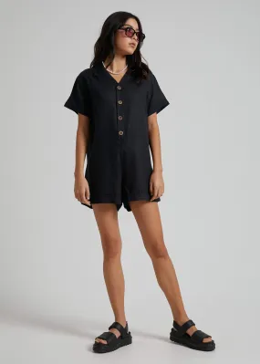 Afends Womens Kokomo - Hemp Playsuit - Black