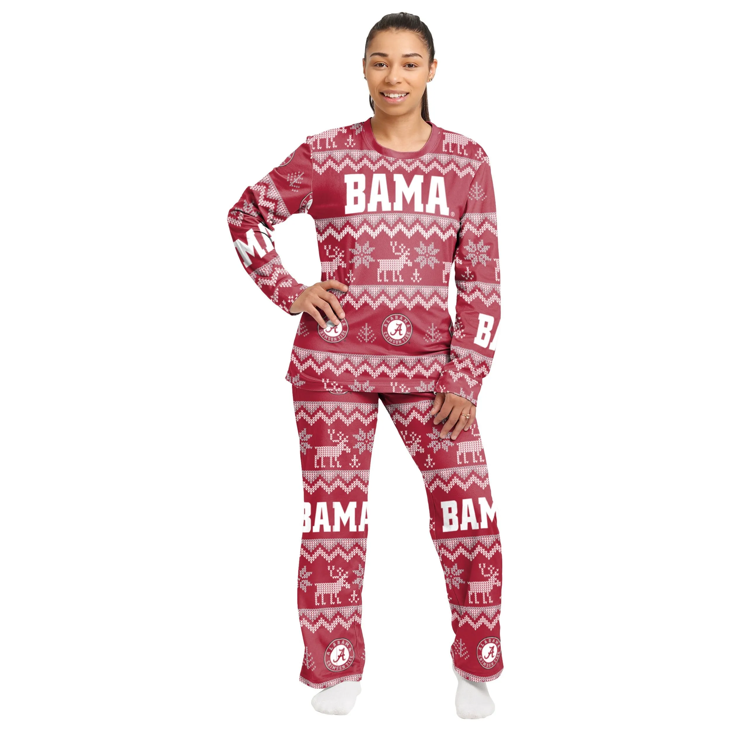 Alabama Crimson Tide NCAA Ugly Pattern Family Holiday Pajamas