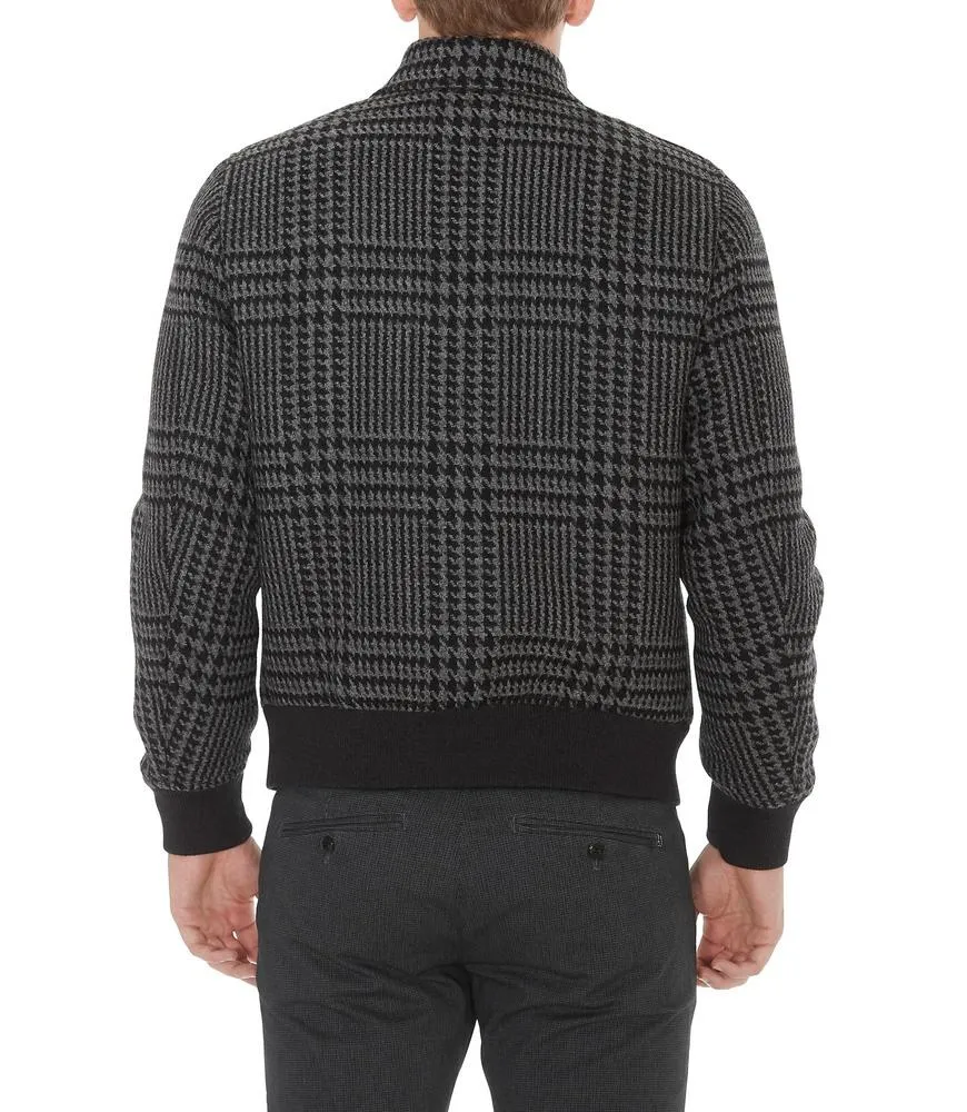 Alexander McQueen Skull Patch Houndstooth Print Bomber Jacket