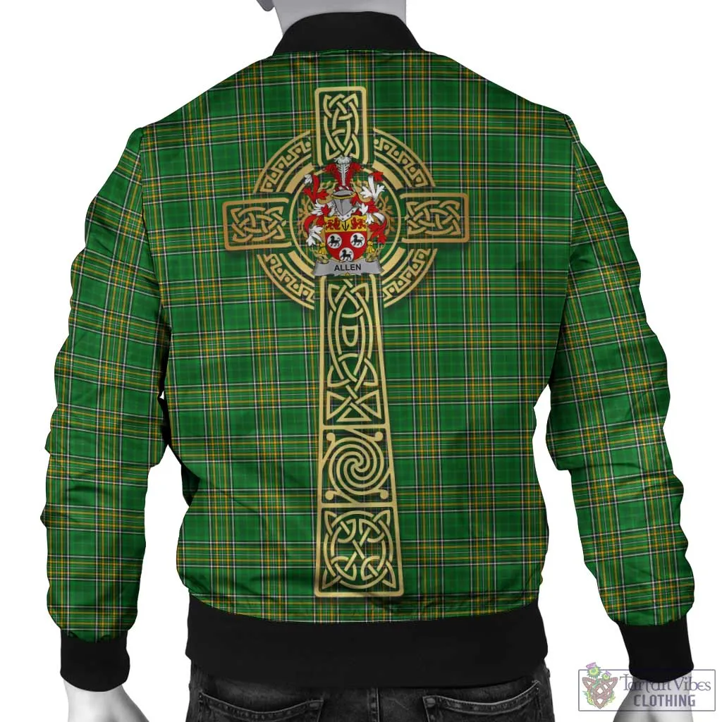 Allen Irish Clan Tartan Bomber Jacket with Coat of Arms Celtic Tree of Life Style