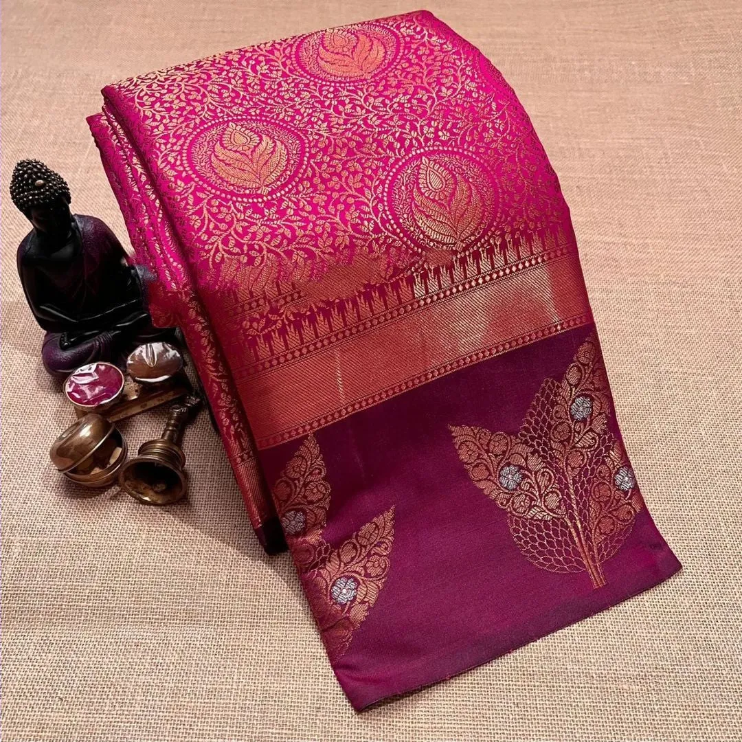 Alluring Dark Pink Soft Silk Saree With Murmurous Blouse Piece