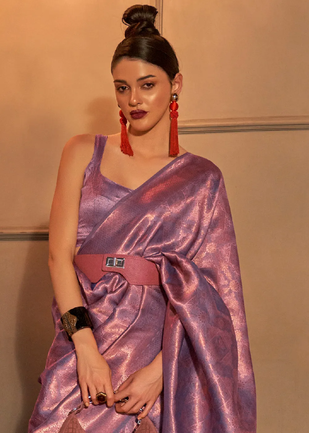 Amethyst Purple Two Tone Handloom Weaving Kanjivaram Silk Saree : Top Pick