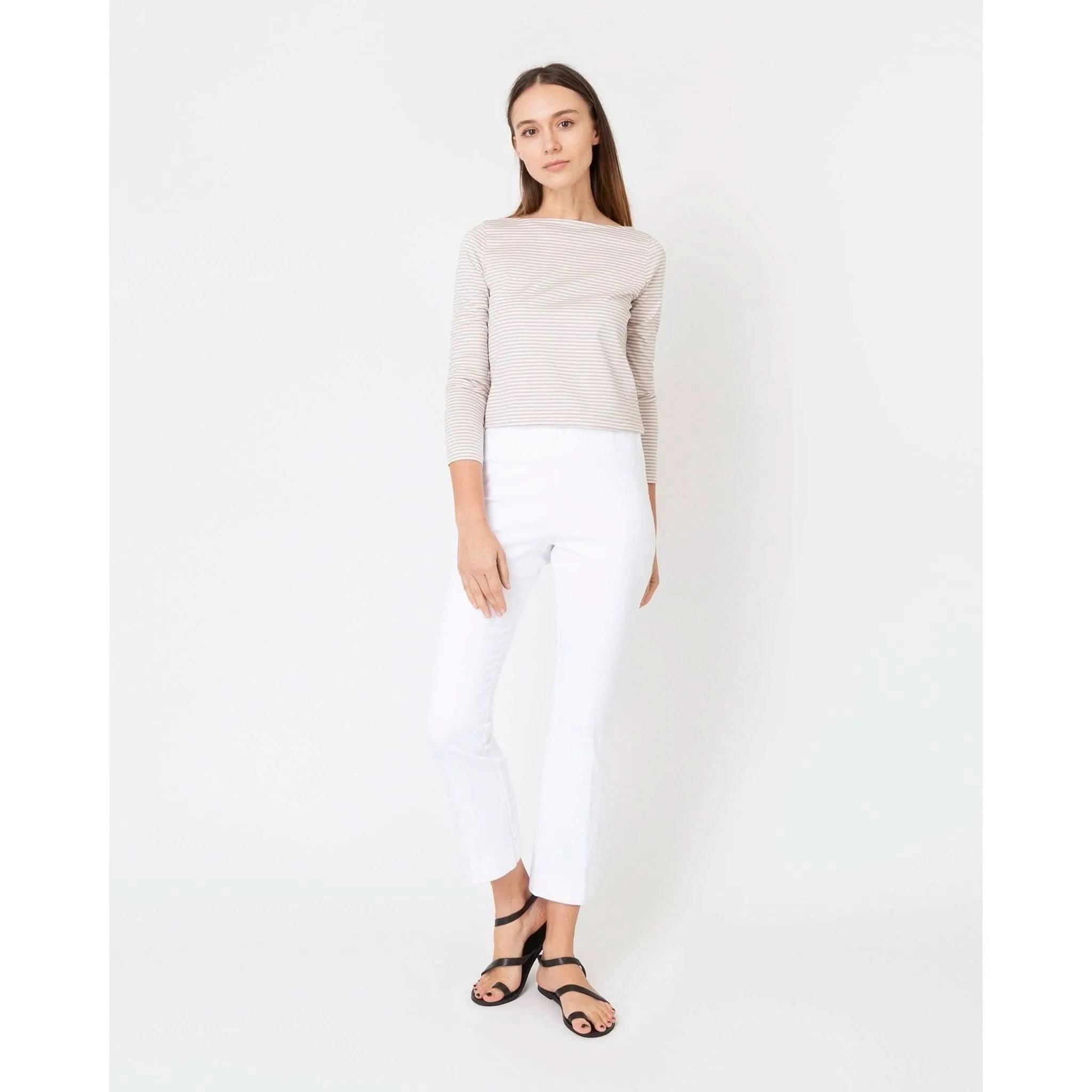 Ann Mashburn Faye Flare Garmet Dyed Stretch Twill White