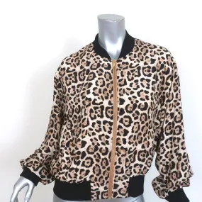 ATM Anthony Thomas Melillo Bomber Jacket Leopard Print Silk Size Large