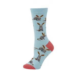 Australian Bilby Women's Bamboo Crew Socks in Blue