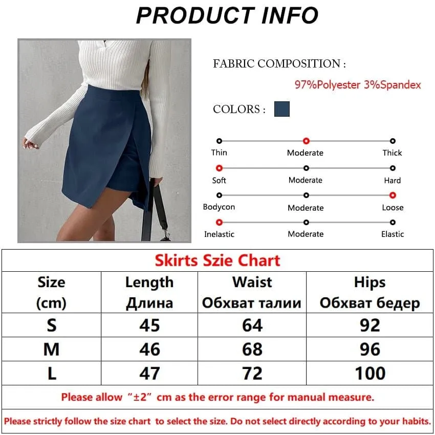 Autumn Blue A-Line Split Skirt - Trendy Patchwork Design - Sizes S-L (18-24)