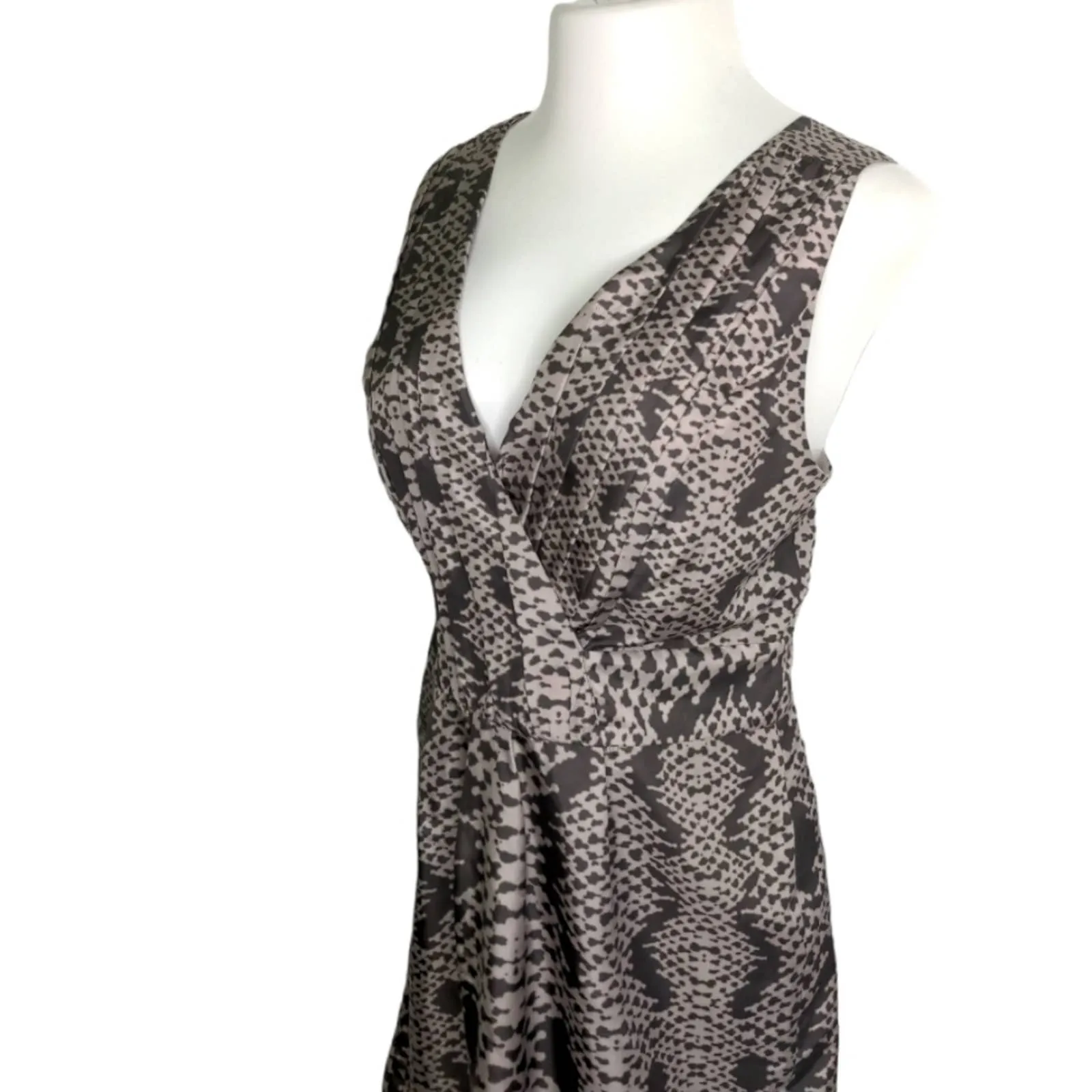 BANANA REPUBLIC Tan Brown Snakeskin Print Silk Faux Dress Size 14