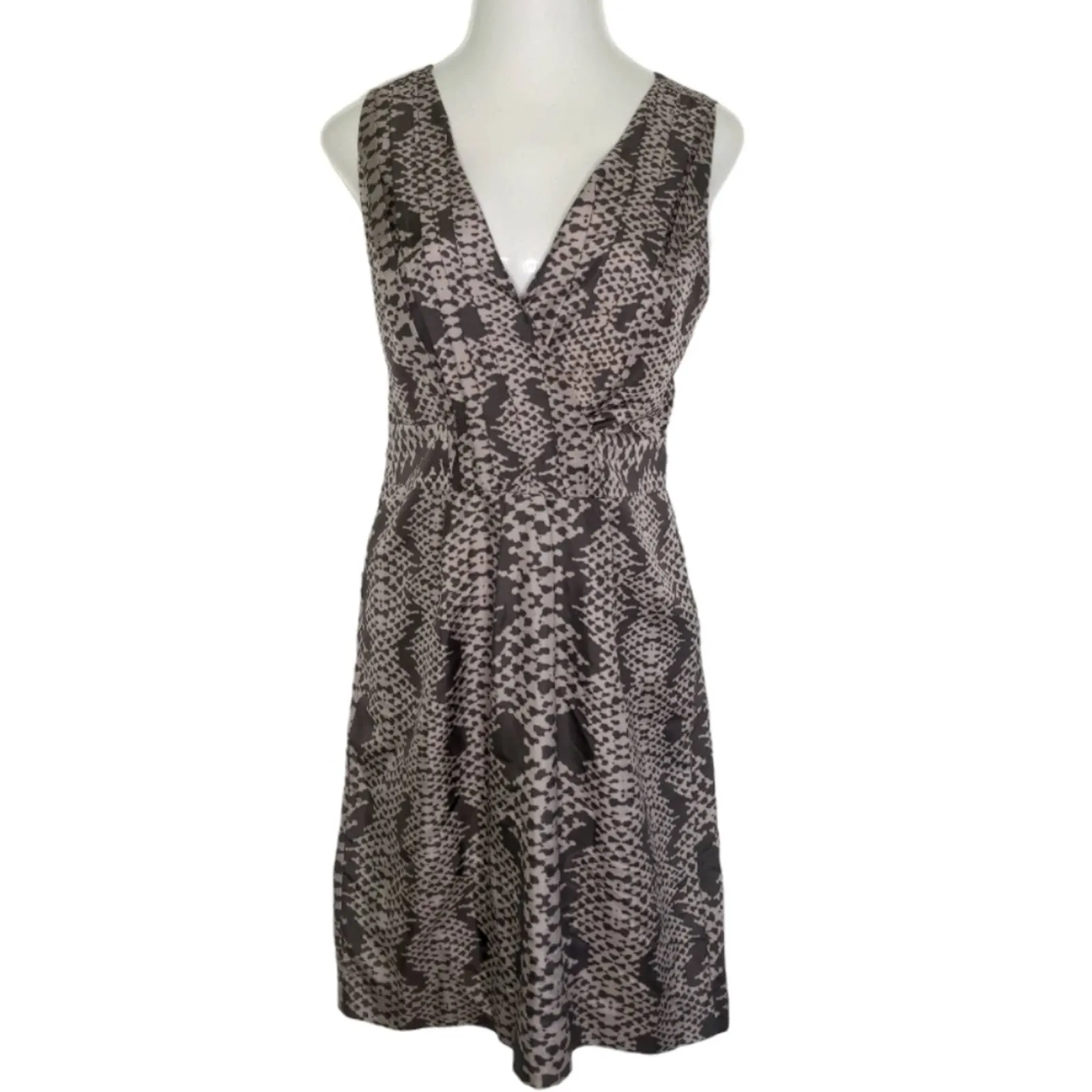 BANANA REPUBLIC Tan Brown Snakeskin Print Silk Faux Dress Size 14