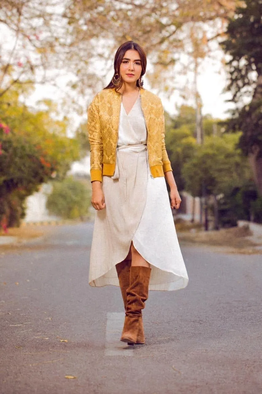 Banarasi Bomber Jacket in Champagne