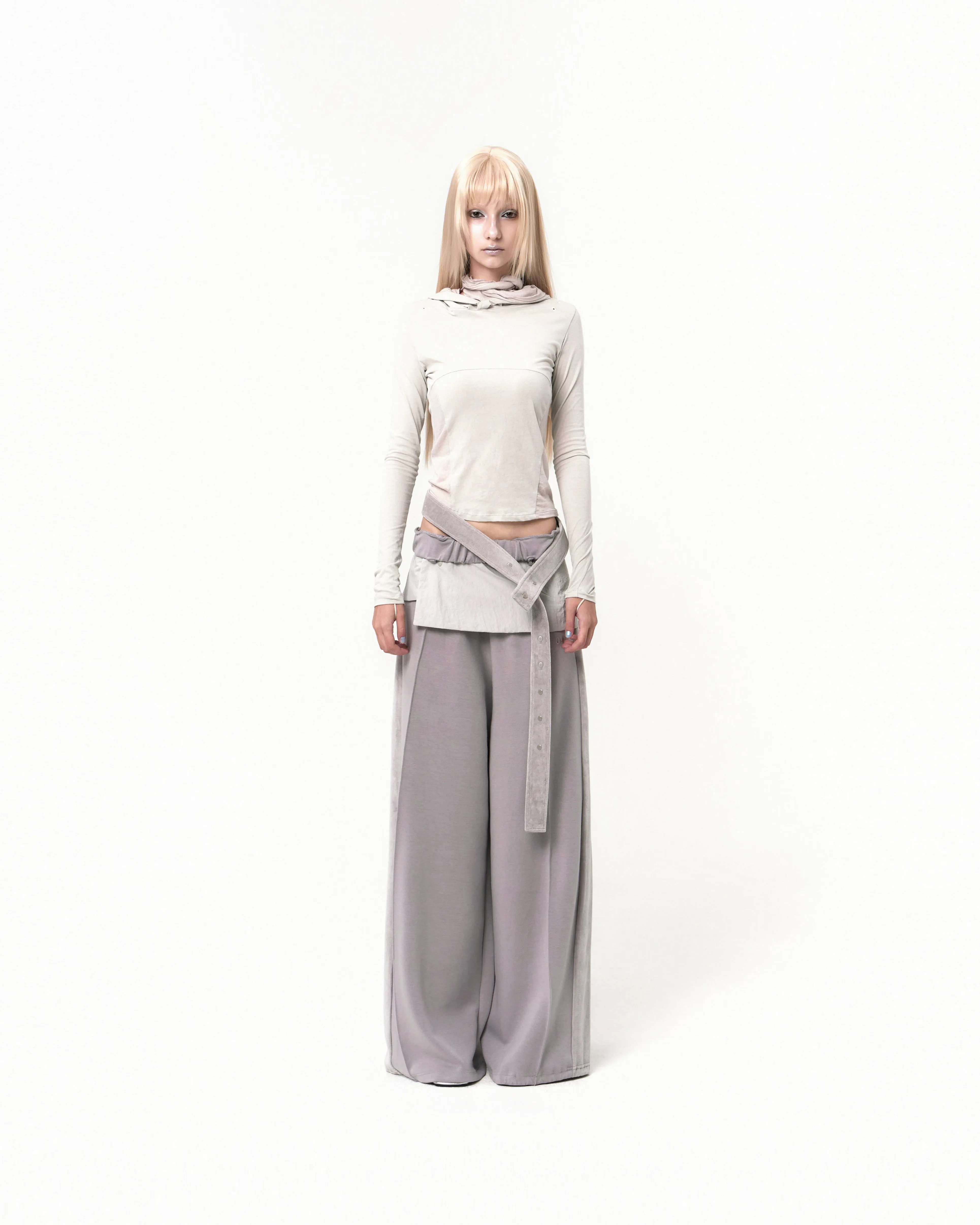 Belt Wide Sweat Pants Grey