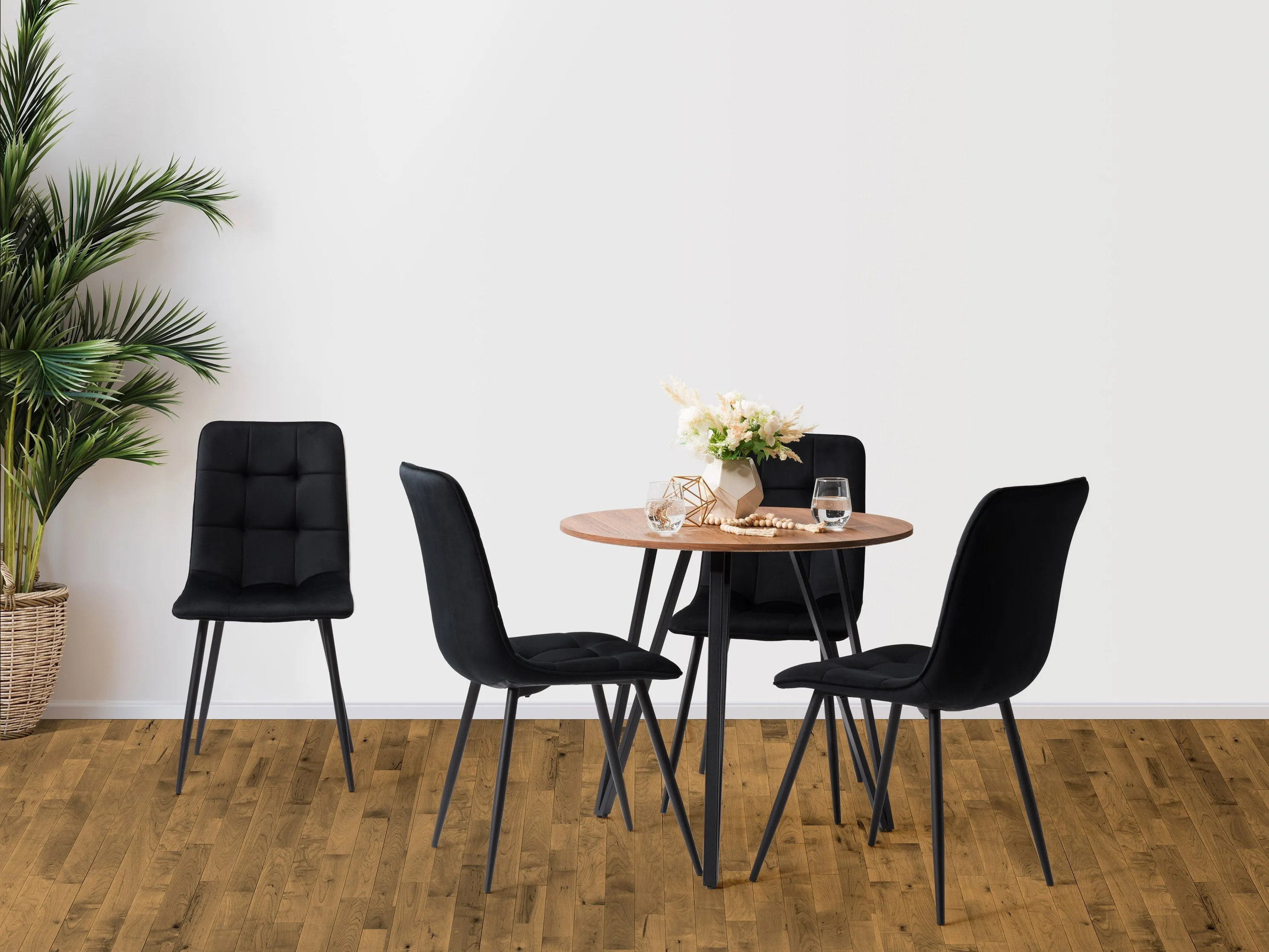 Black Round Dining Table Set 5pc