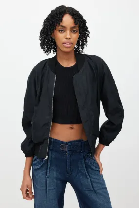 Black Silk Reversible Bomber Jacket