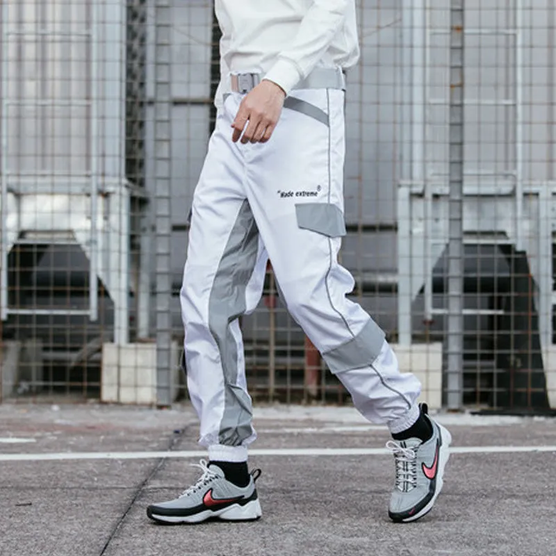 Black White Casual Loose Fit Fluorescent Style Men Jogger Pants