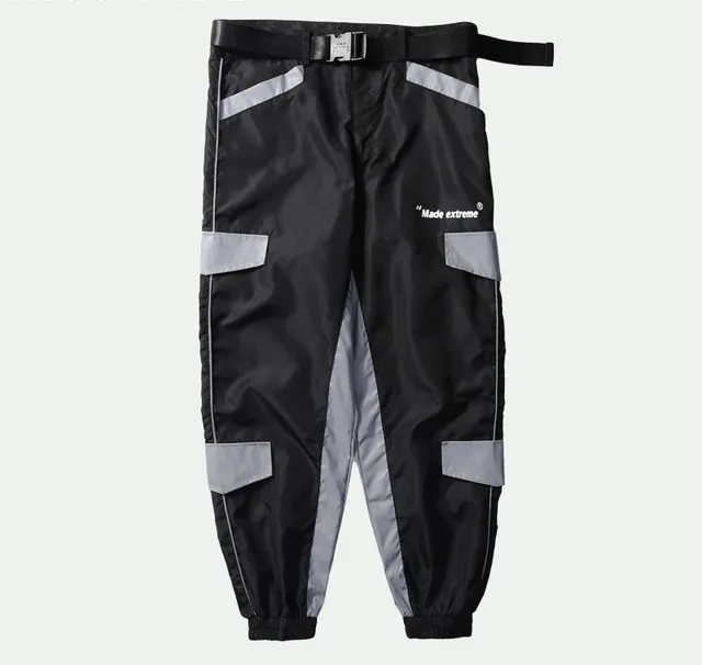 Black White Casual Loose Fit Fluorescent Style Men Jogger Pants