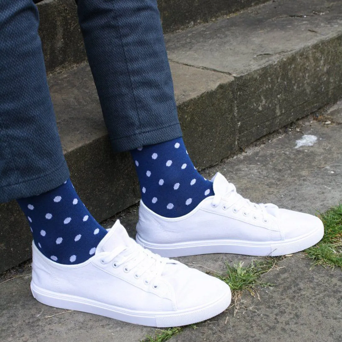 Blue Polka Dot Bamboo Socks