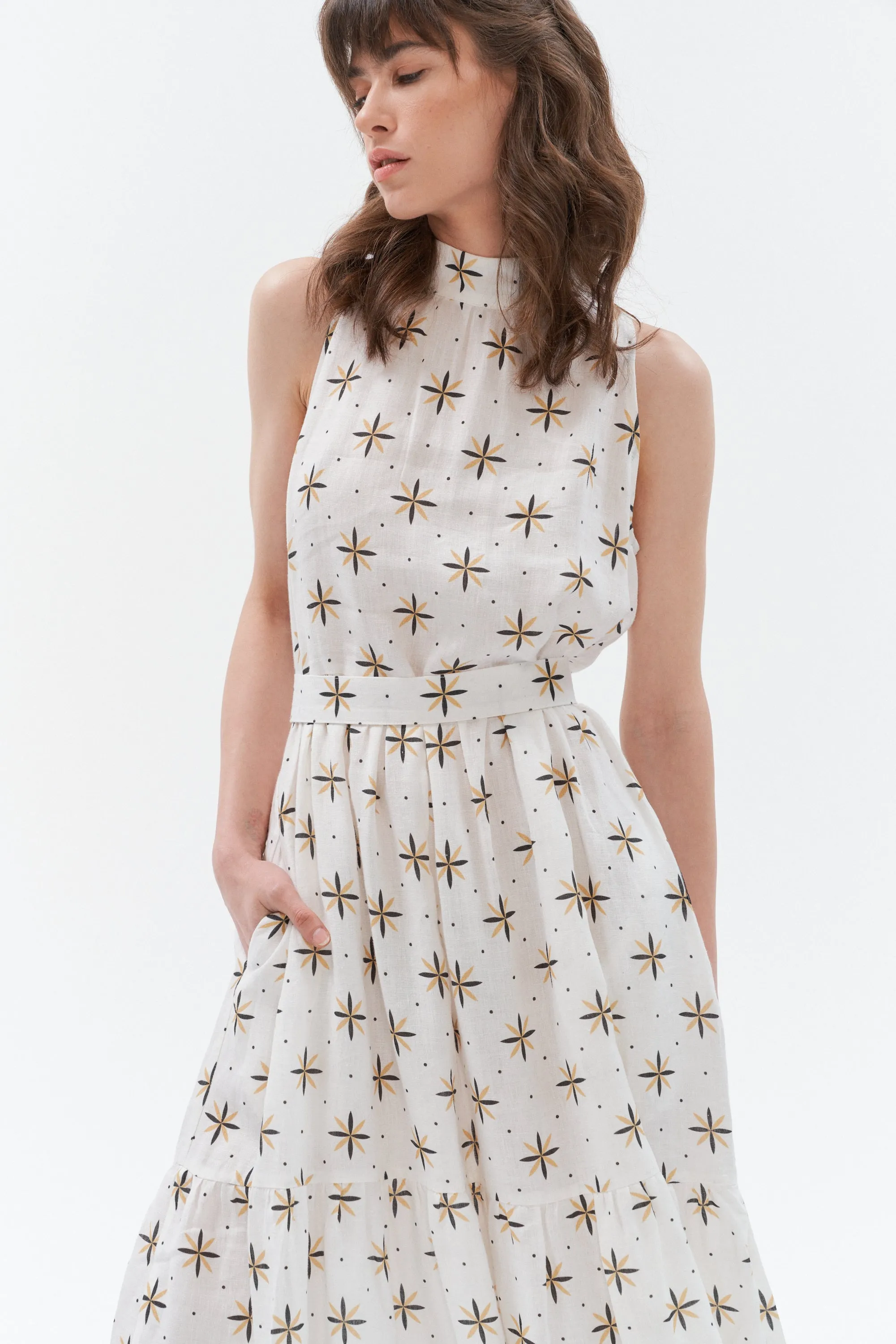 Boho style long linen dress “Blinding star”