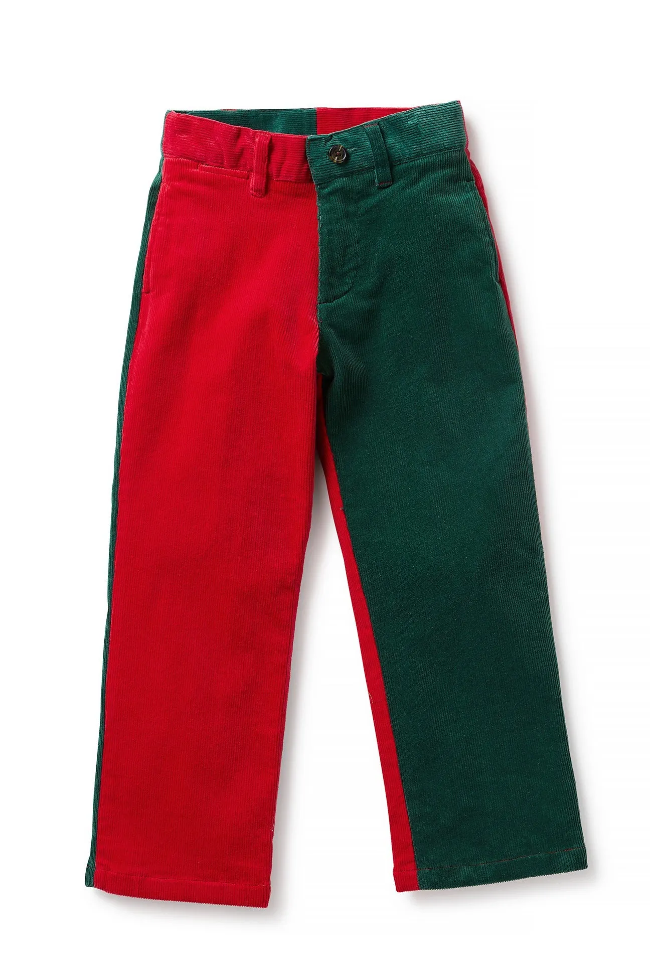 Boys Beachcomber Corduroy Pant Hunter and Crimson Panel