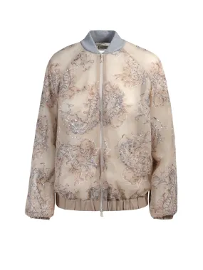 Brunello Cucinelli Beaded Paisley Bomber Jacket