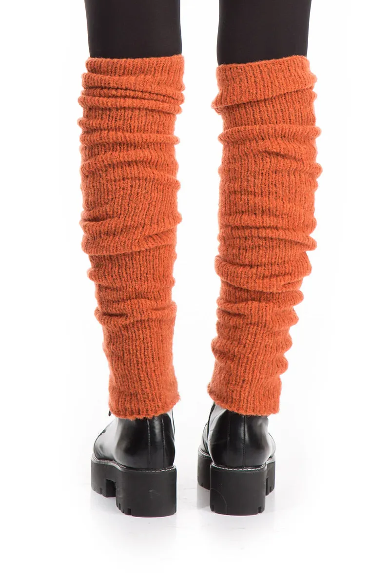 Burnt Orange Wool Leg Warmers