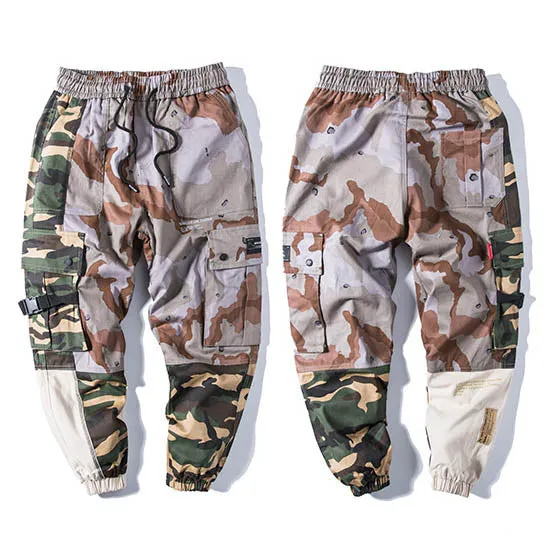 Camouflage Color Block Harajuku Joggers Style Men Pants