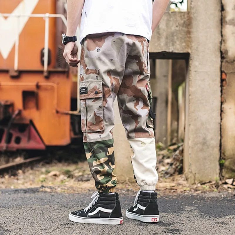 Camouflage Color Block Harajuku Joggers Style Men Pants