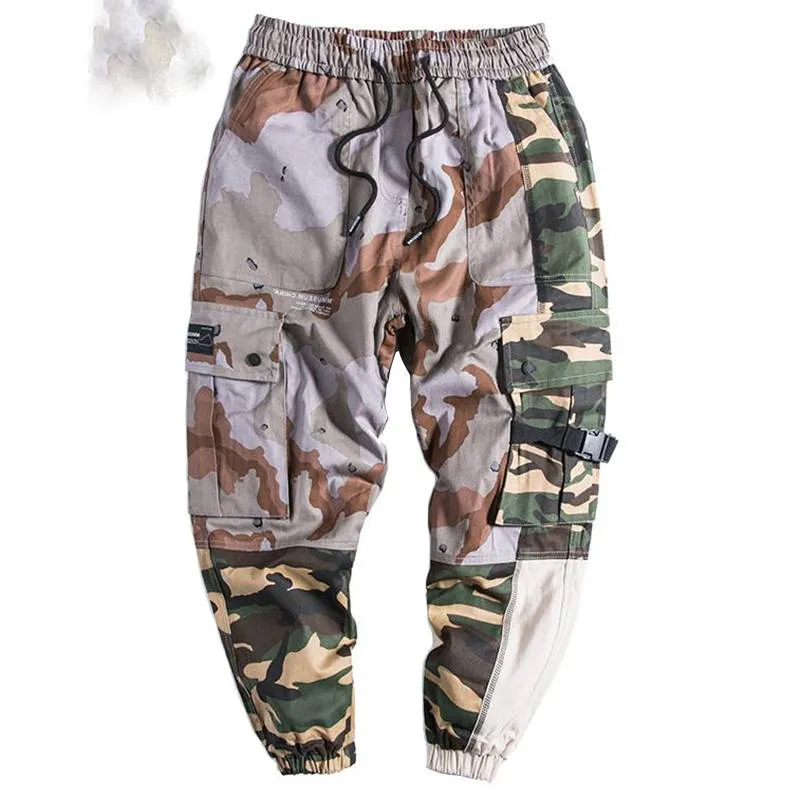 Camouflage Color Block Harajuku Joggers Style Men Pants