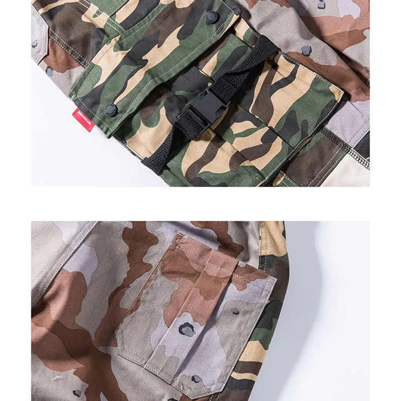 Camouflage Color Block Harajuku Joggers Style Men Pants