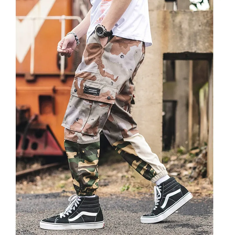 Camouflage Color Block Harajuku Joggers Style Men Pants