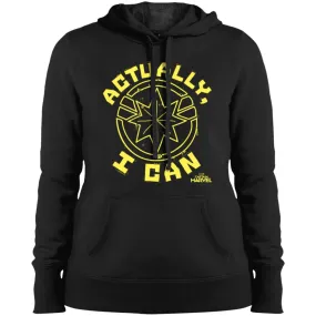 Captain Marvel Actually I Can Yellow Logo Women Hooded Sweatshirt