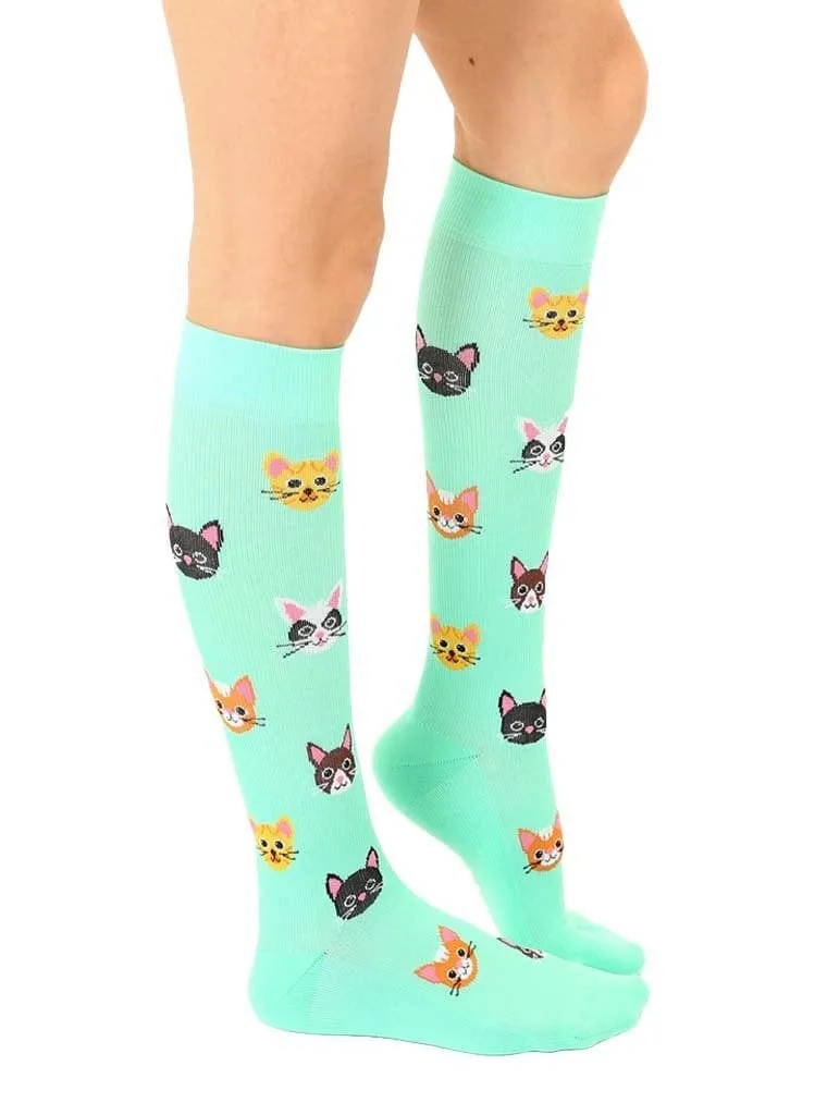 Cat Knee High Compression Socks! Feel Good & Look Cute Too! *