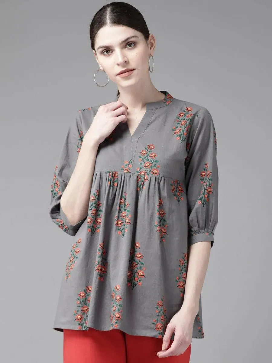 Charcoal Printed Cotton Kurti