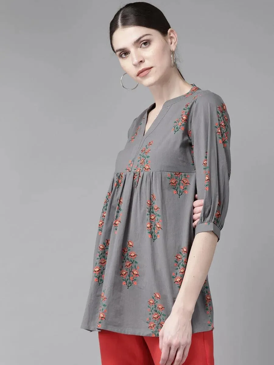 Charcoal Printed Cotton Kurti