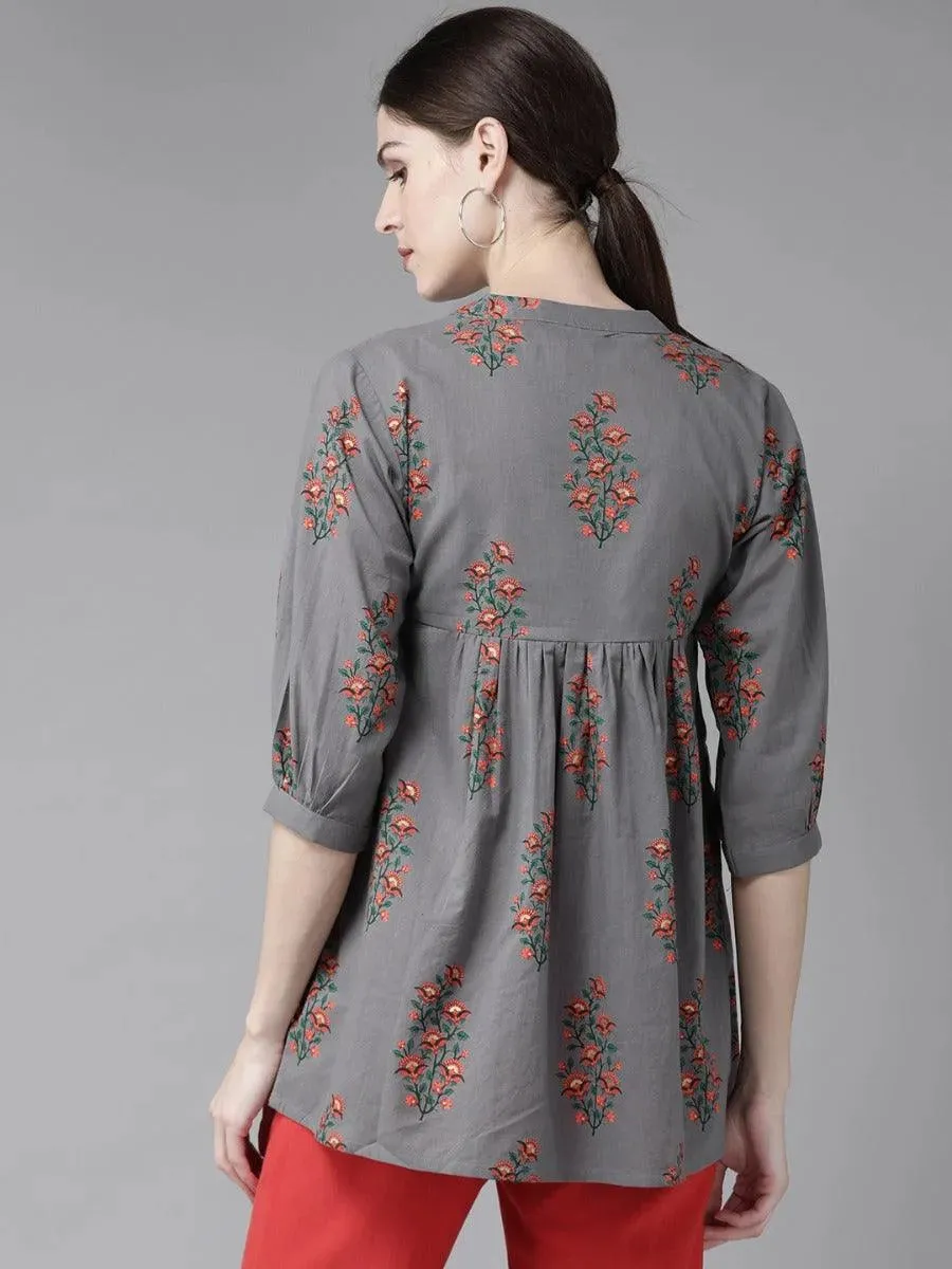 Charcoal Printed Cotton Kurti