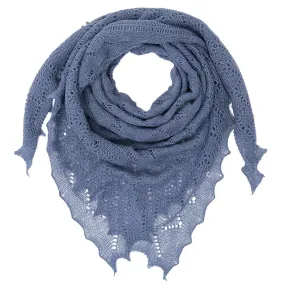 Classic Shetland Style Merino Wool Shawl - Slate Blue