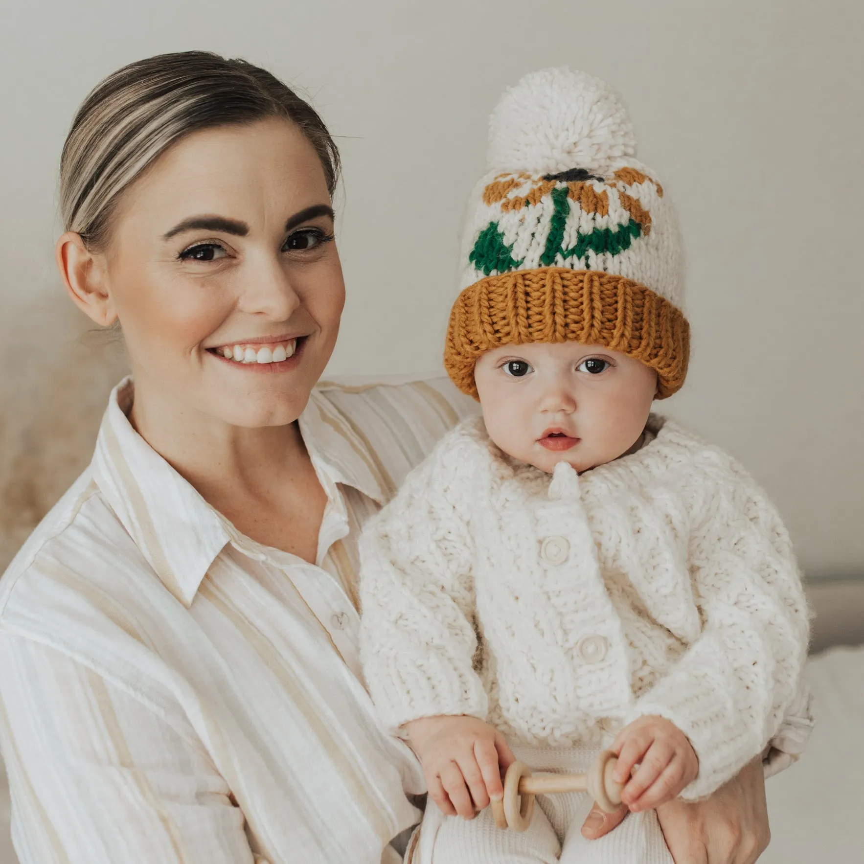 Coneflower Gold Hand Knit Beanie Hat