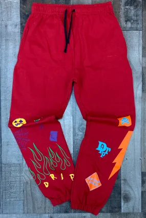 Cooper 9- “flame on drip” sweatpants (red)