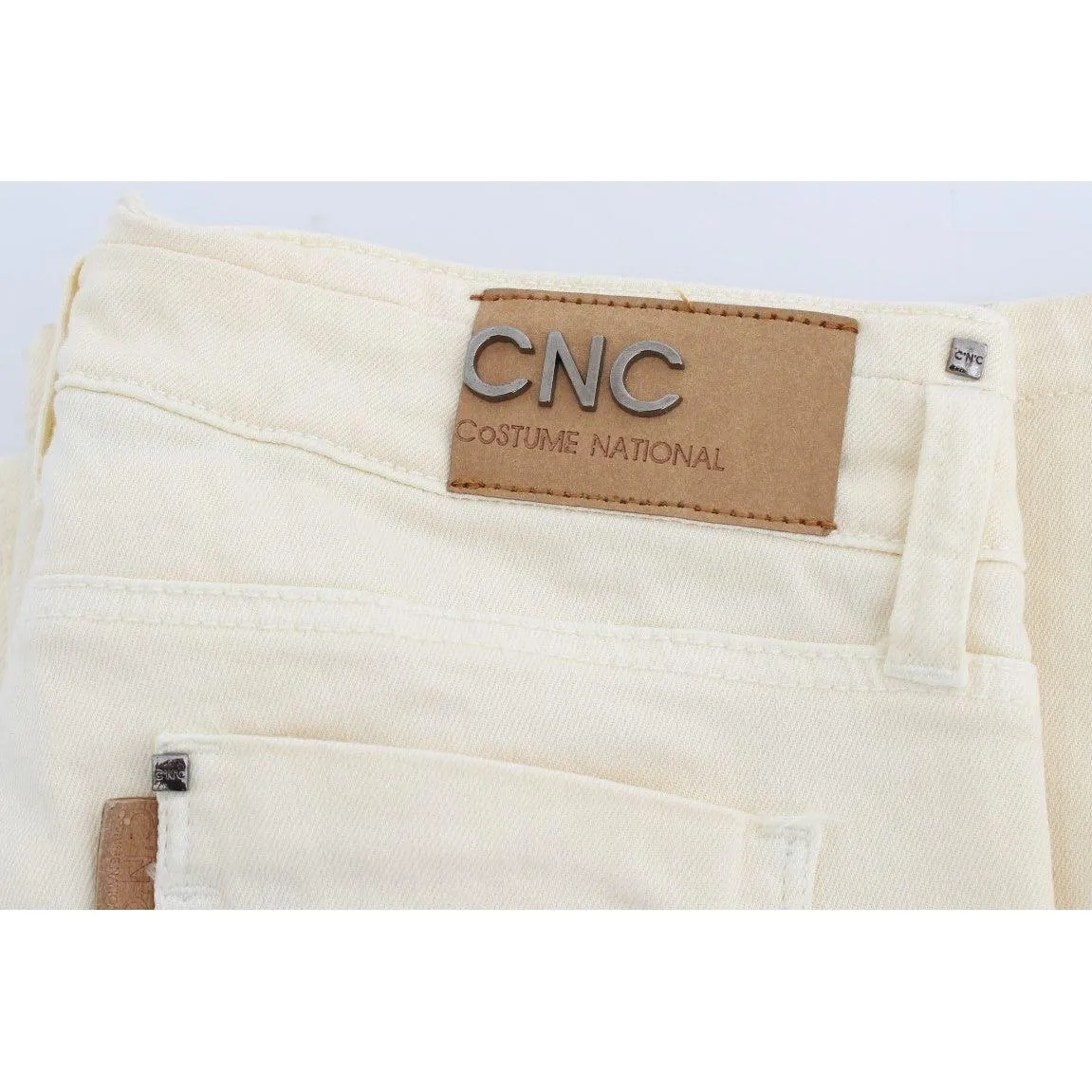 Costume National Chic Off-White Flared Designer Jeans