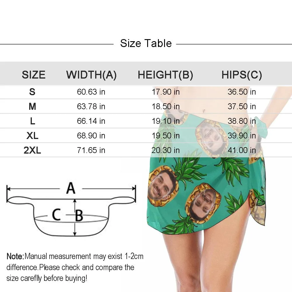 Custom Face Bohemian Brown Swim Bikini Coverup Personalised Short Sarongs Beach Wrap For Women Girls