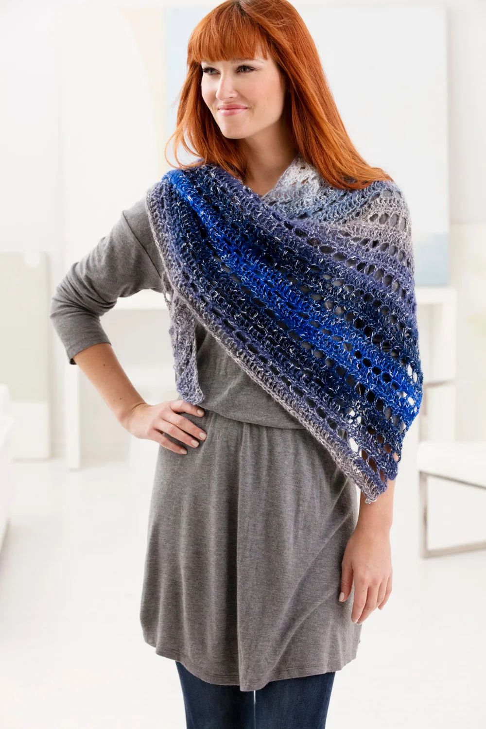 Diagonal Eyelets Shawl (Crochet) - Version 1