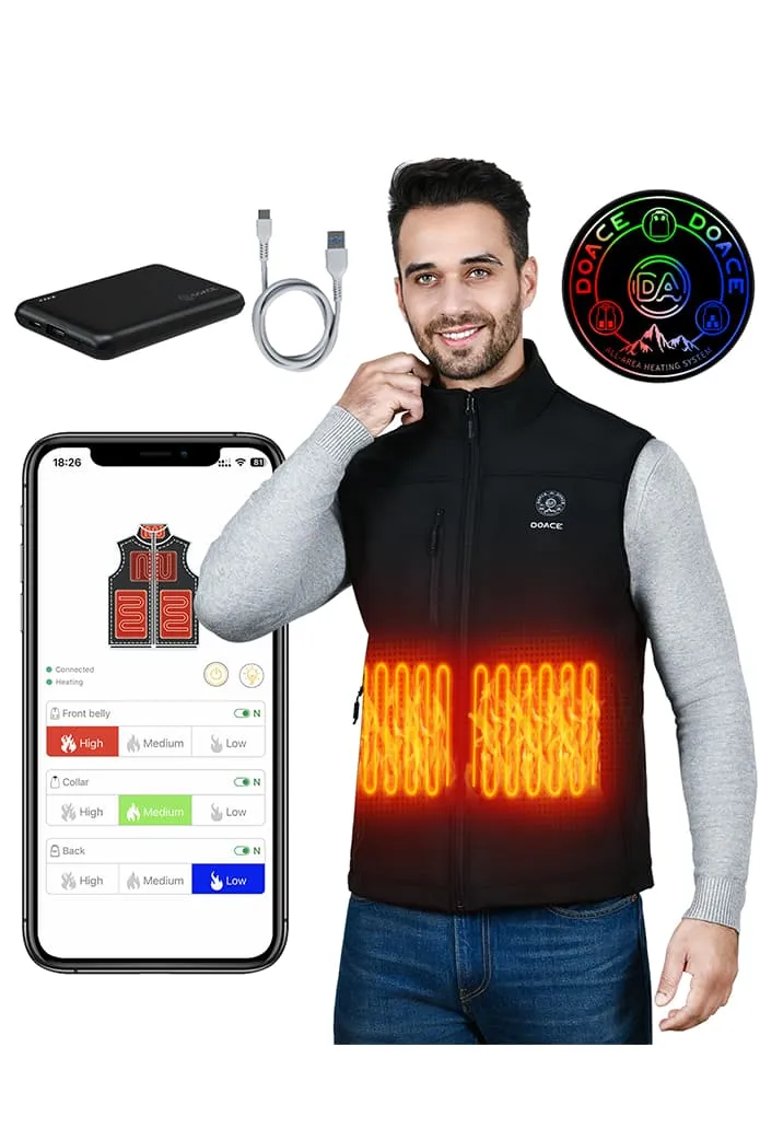 DOACE Wear  Heated Vest for Men & Women with APP Control(Battery Included)