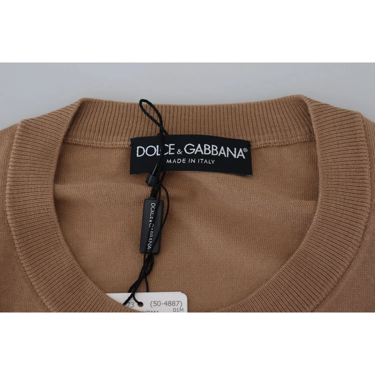 Dolce & Gabbana Beige Cashmere Crewneck Pullover Sweater