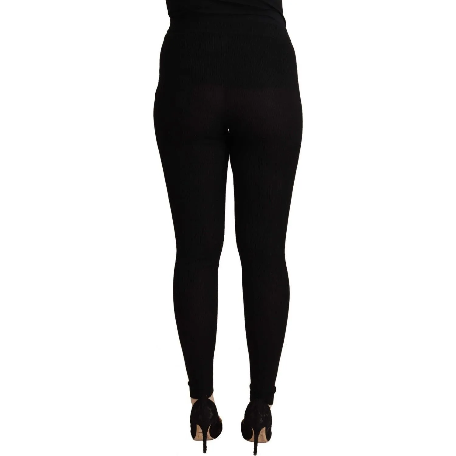 Dolce & Gabbana Black High Waist Cashmere Tights Pants