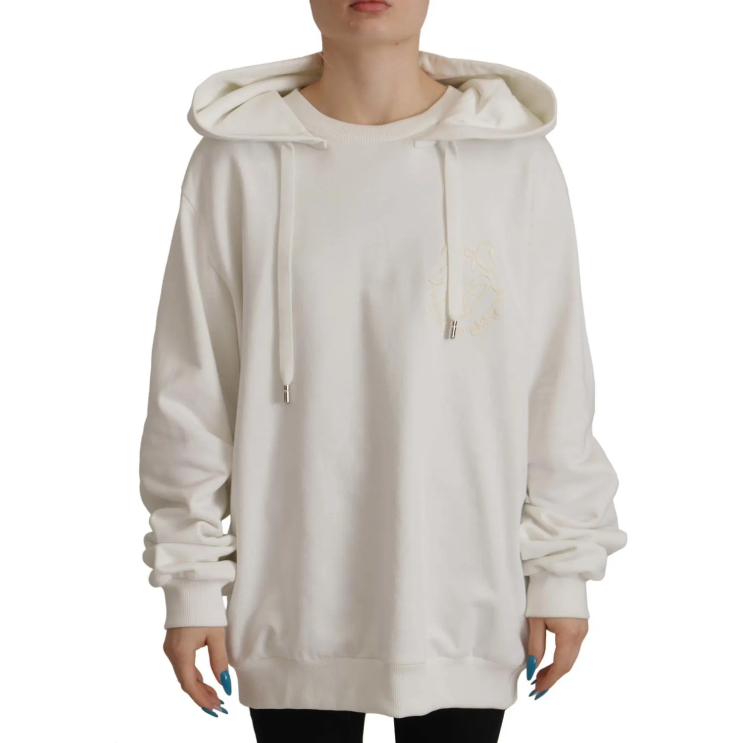 Dolce & Gabbana Chic White Hooded Pullover Sweater